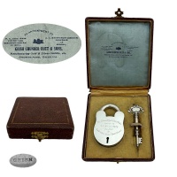 Indian Silver Commemorative Padlock and Key 1935